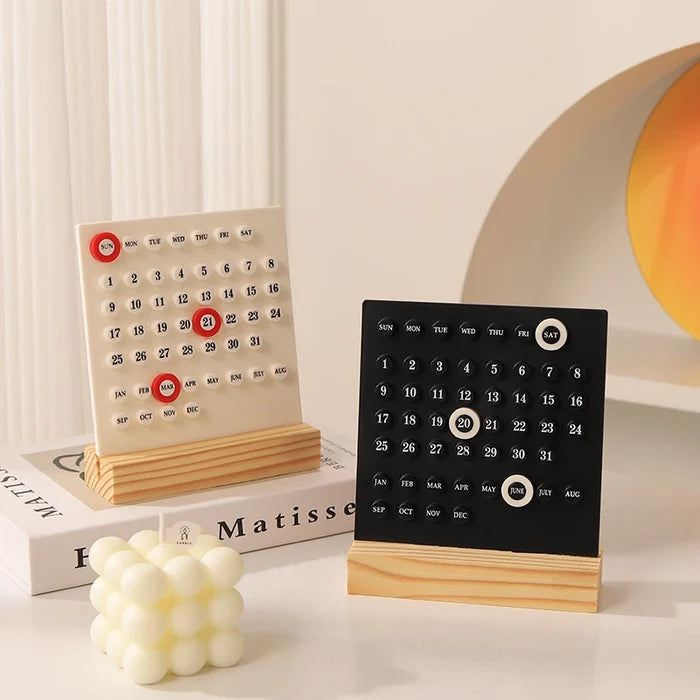 Premium Printing Custom Logo Square Wooden Plastic Desk Calendar
