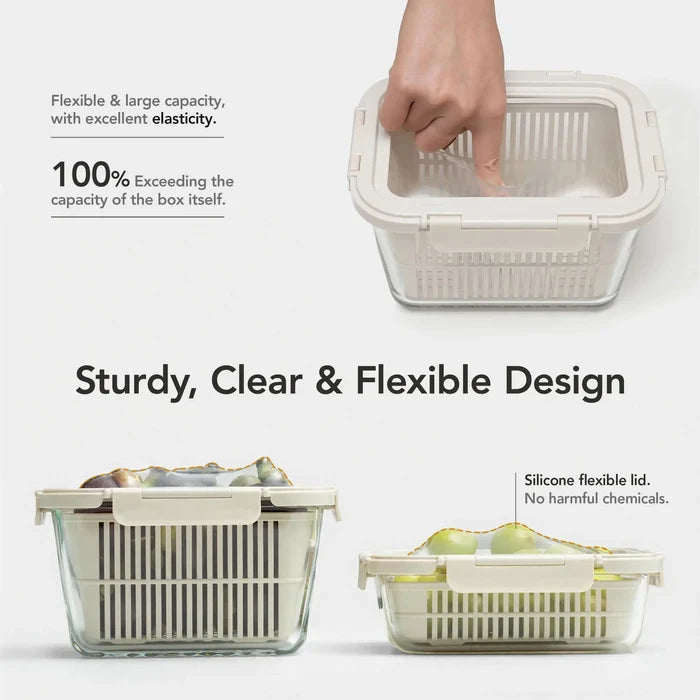 Produce Storage Containers for Fridge with Removable Colanders