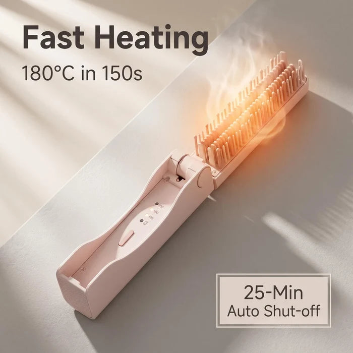 Professional Foldable Wireless Hair Straightener Brush Type-C