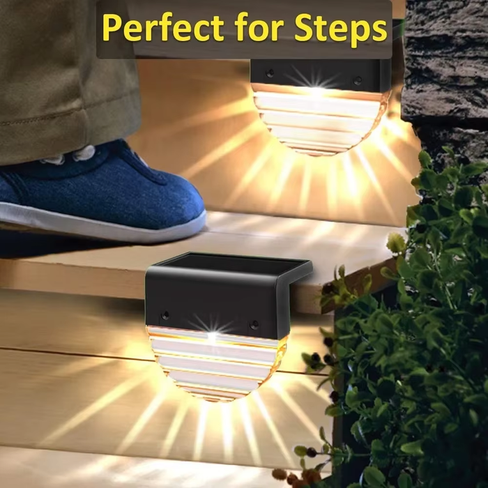 Raybwin IP65 LED Solar Deck Lights, Small Warm White Outdoor Lighting for Garden, Patio & Stairs
