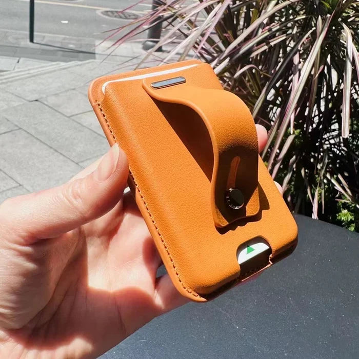 Ready to Ship Leather Magnet Smart Phone ID Card Holder Wallet
