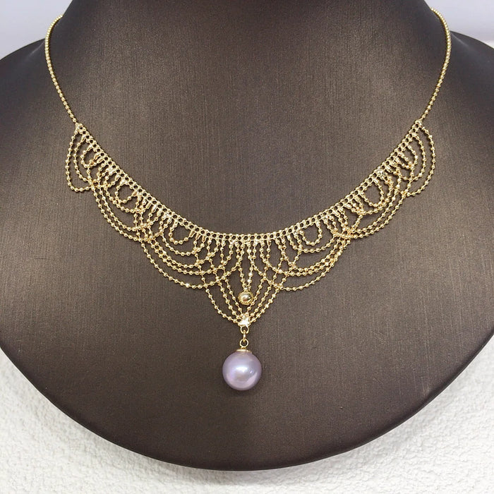 Retro Lace Freshwater Pearl Pendant Necklace