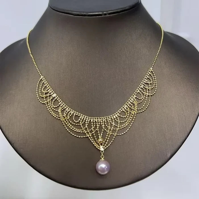 Retro Lace Freshwater Pearl Pendant Necklace