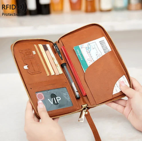 RFID PU Leather Passport Wallet