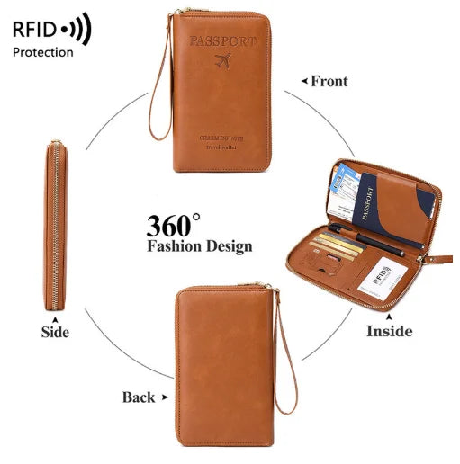 RFID PU Leather Passport Wallet