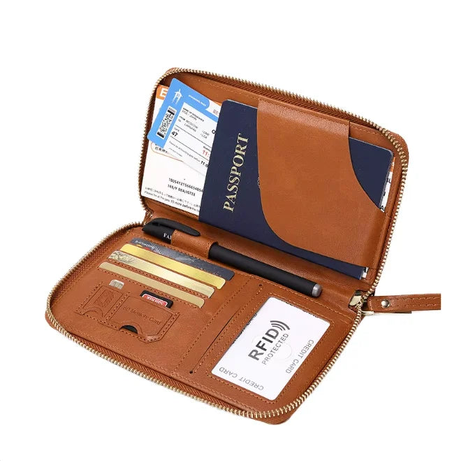 RFID PU Leather Passport Wallet