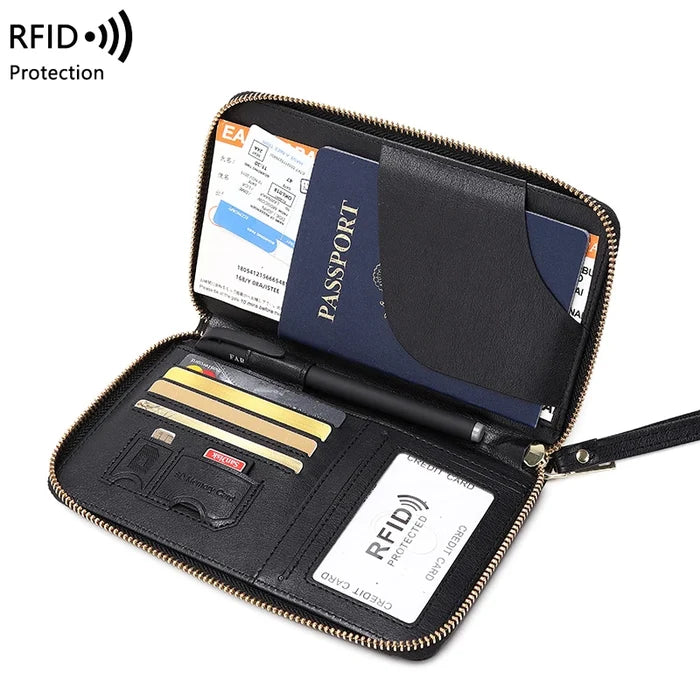 RFID PU Leather Passport Wallet