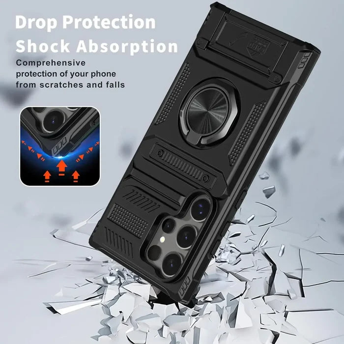 RingVault Armor Case – Shockproof Wallet Cover with Card Holder & Kickstand