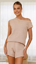 Robin Off Shoulder Top - Taupe