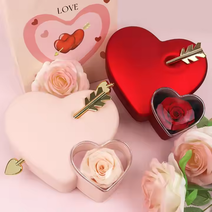Rosé Amour Heart Acrylic Jewelry & Flower Gift Box