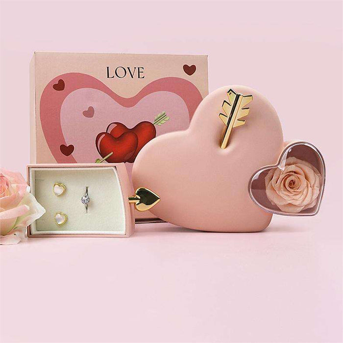 Rosé Amour Heart Acrylic Jewelry & Flower Gift Box