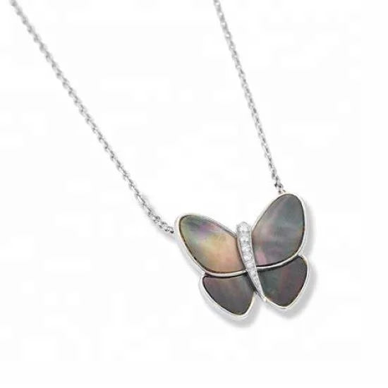 Rose Gold Mother of Pearl Butterfly Necklace