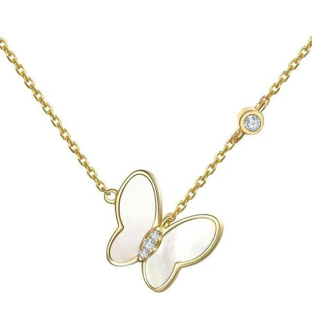 Rose Gold Mother of Pearl Butterfly Necklace