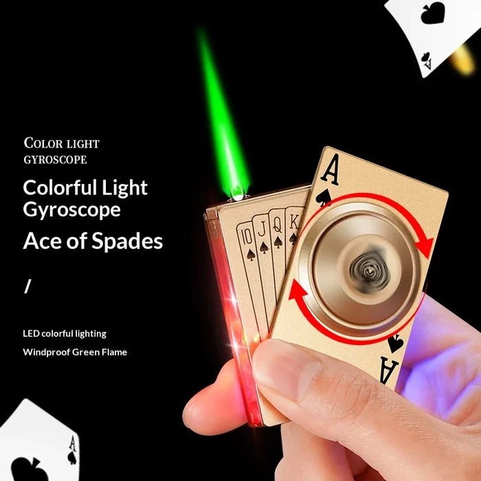 Rotatable Side Slide Poker Shaped Windproof Igniter Green
