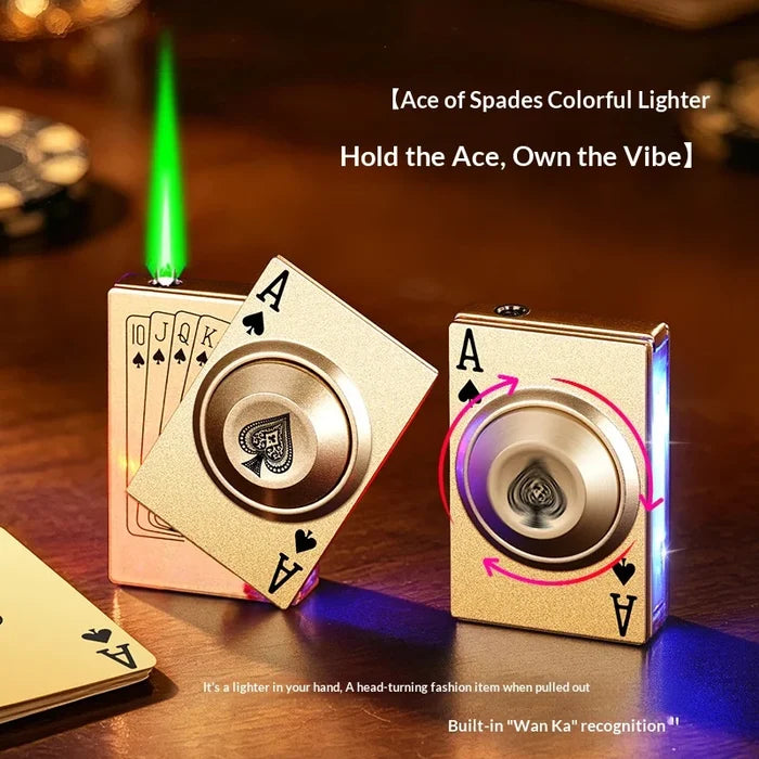 Rotatable Side Slide Poker Shaped Windproof Igniter Green