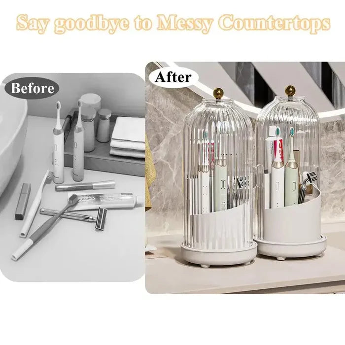 Rotating Toothbrush & Makeup Holder - 3 Slot Organizer