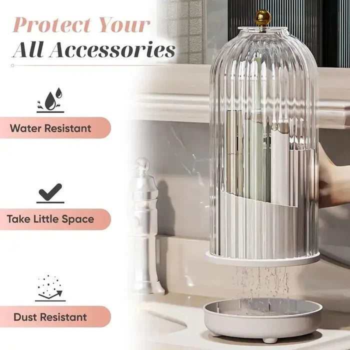 Rotating Toothbrush & Makeup Holder - 3 Slot Organizer
