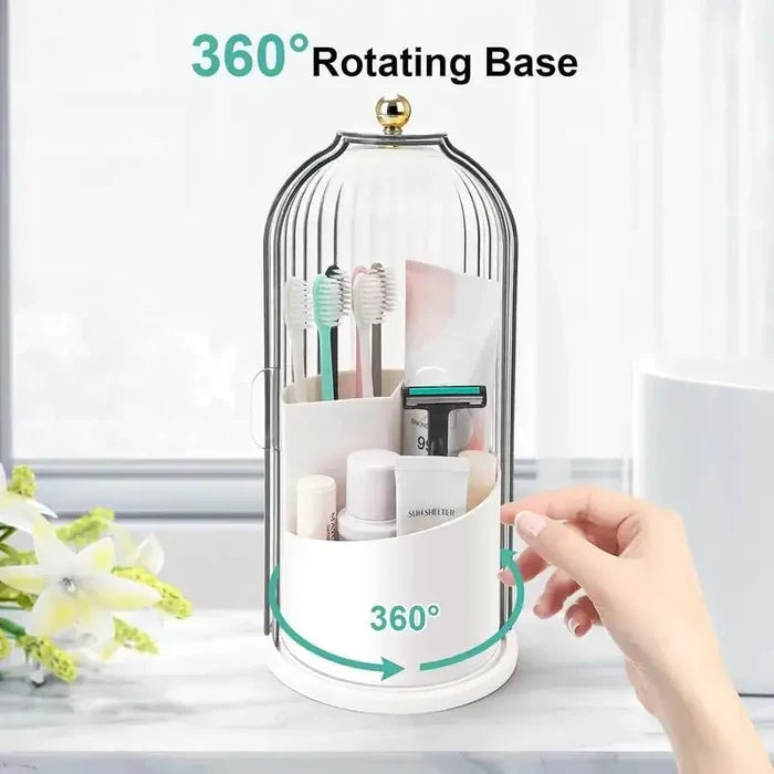 Rotating Toothbrush & Makeup Holder - 3 Slot Organizer