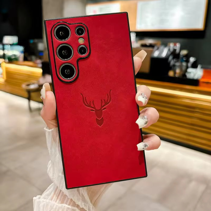 Royal Deer Embossed PU Leather Case – Luxury Protective Cover for Samsung