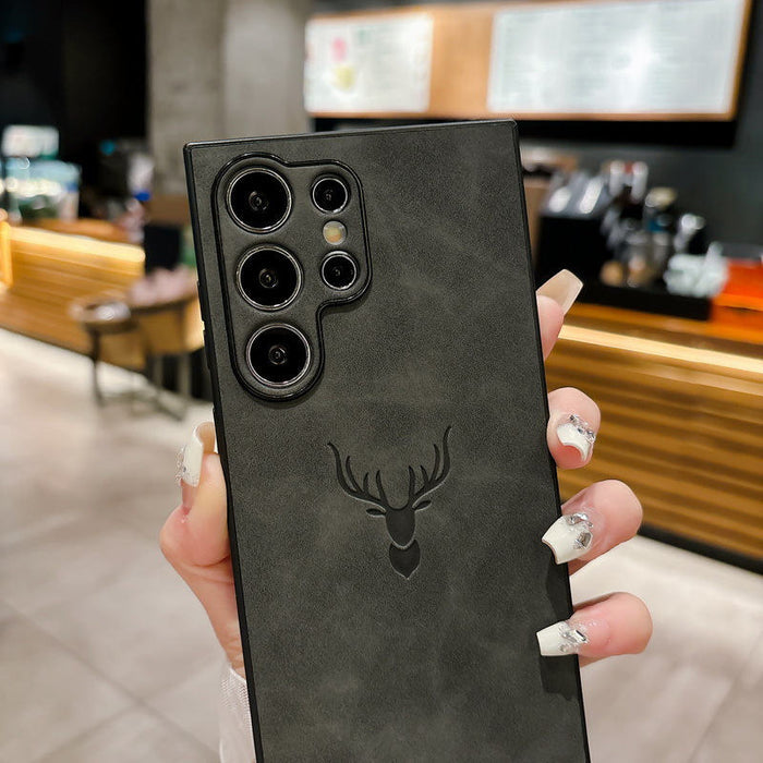 Royal Deer Embossed PU Leather Case – Luxury Protective Cover for Samsung