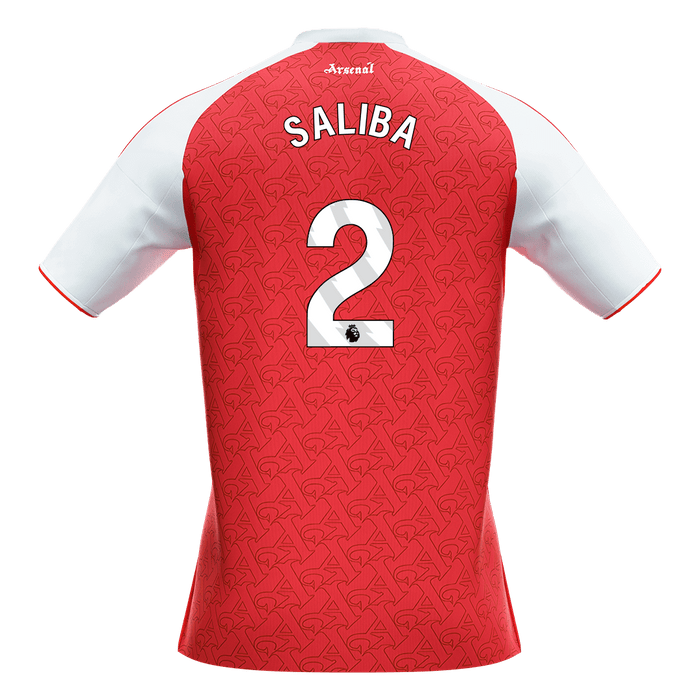 SALIBA #2 Arsenal Home Soccer Jersey 2025/26