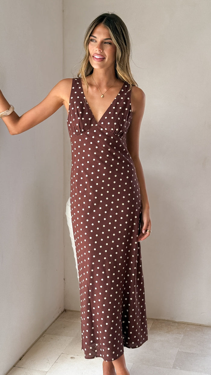 Sammie Maxi Dress - Chocolate/Nude Spot