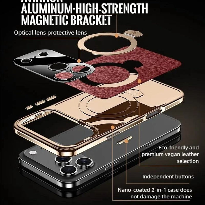 Shockproof Electroplated Leather Case for iPhone 14-17 Pro Max