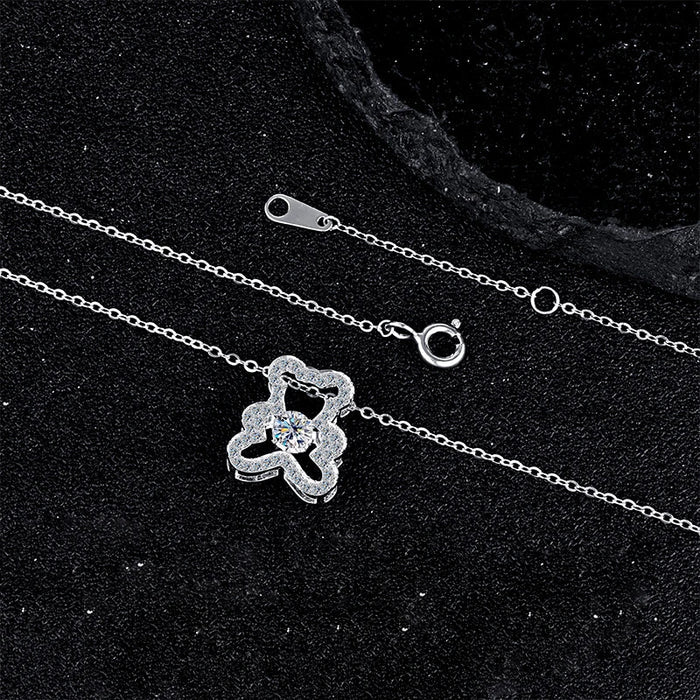 Silver Bear Moissanite Pendant Necklace