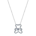 Silver Bear Moissanite Pendant Necklace