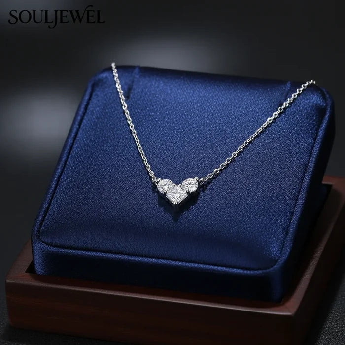 Silver Heart Moissanite Pendant Necklace