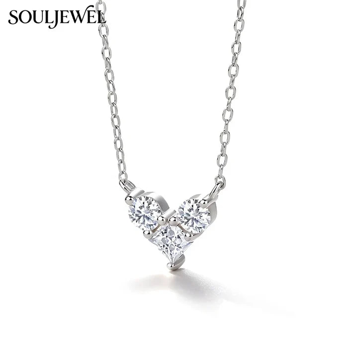Silver Heart Moissanite Pendant Necklace