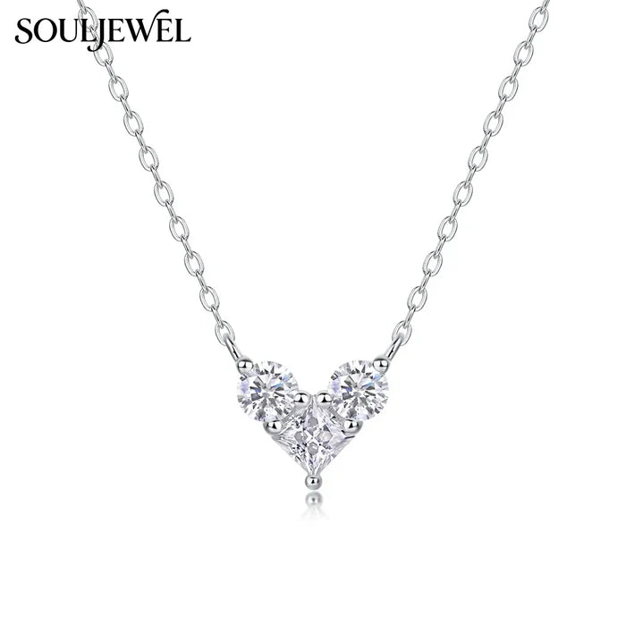 Silver Heart Moissanite Pendant Necklace