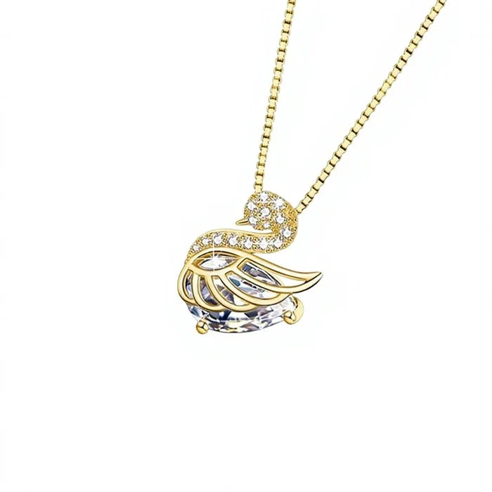 Silver Swan Pendant Necklace for Engagement