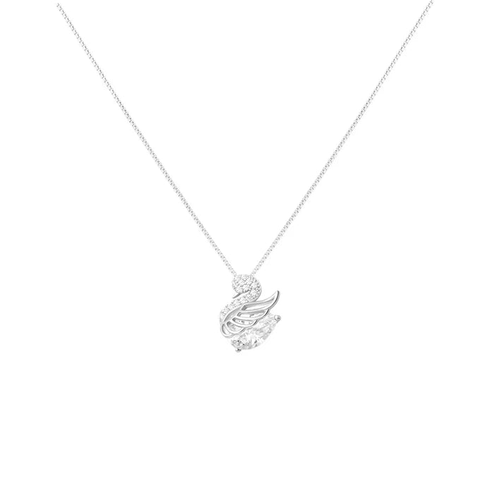 Silver Swan Pendant Necklace for Engagement