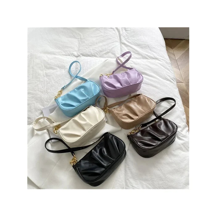 Small Bags Soft PU Leather Underarm Bag Solid