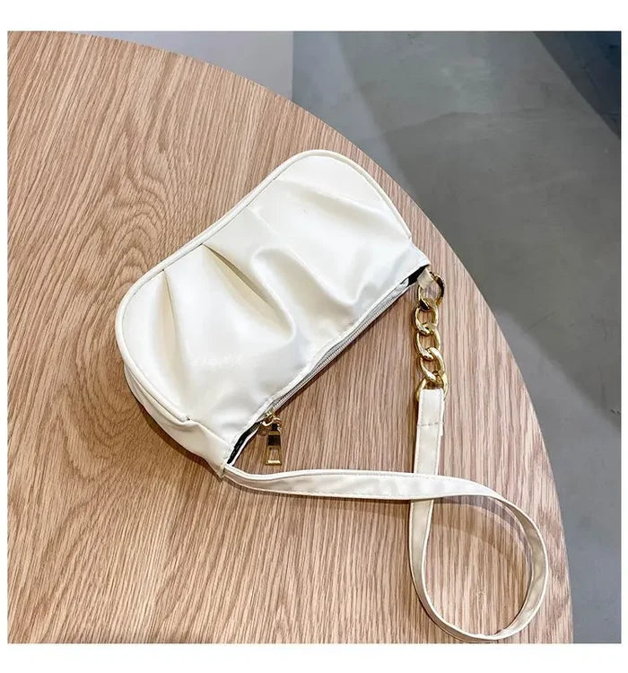 Small Bags Soft PU Leather Underarm Bag Solid