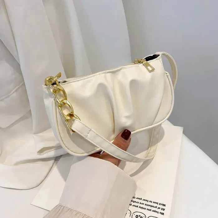 Small Bags Soft PU Leather Underarm Bag Solid