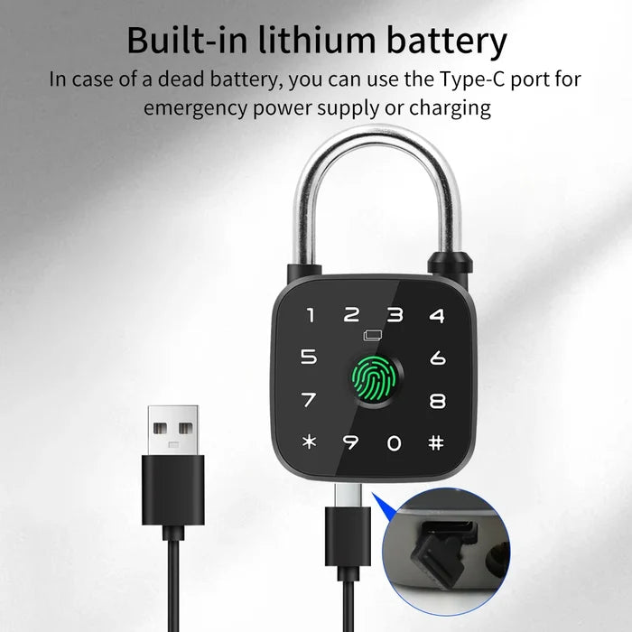 Smart Aluminum Alloy Padlock with Fingerprint Password RFID Card Key