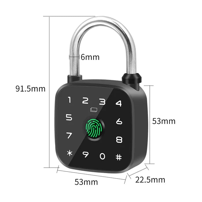 Smart Aluminum Alloy Padlock with Fingerprint Password RFID Card Key