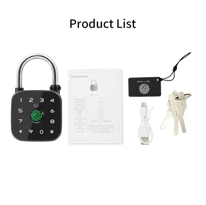 Smart Aluminum Alloy Padlock with Fingerprint Password RFID Card Key