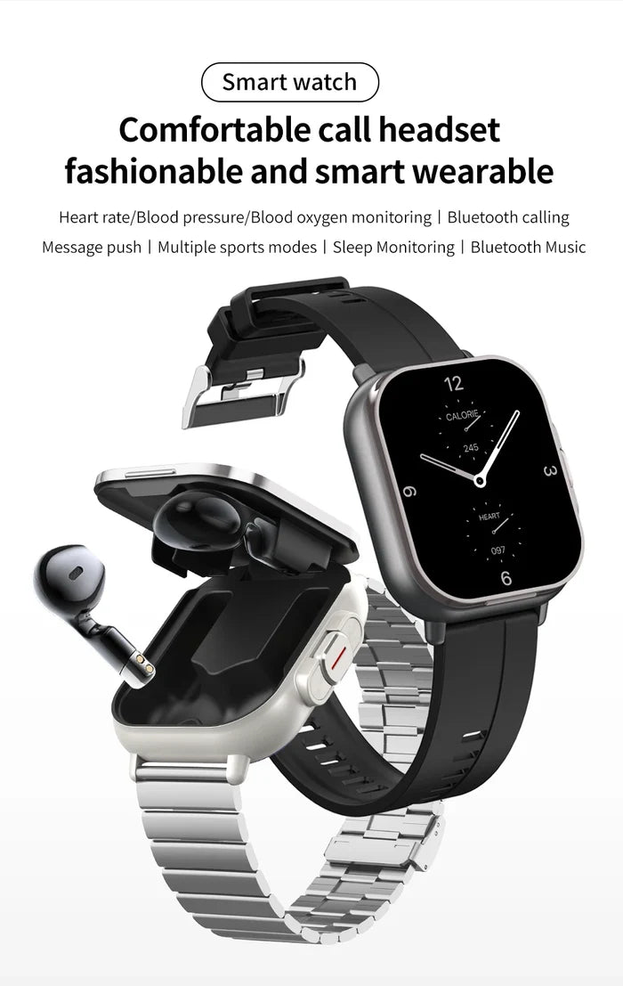 Smart Watch D8E with Earbuds & Heart Rate Monitor