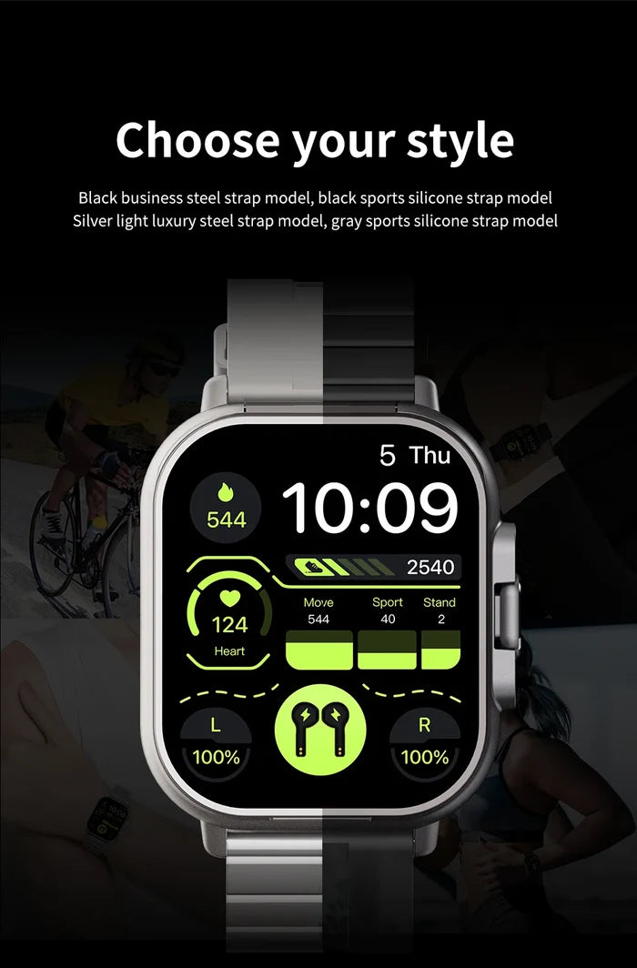 Smart Watch D8E with Earbuds & Heart Rate Monitor