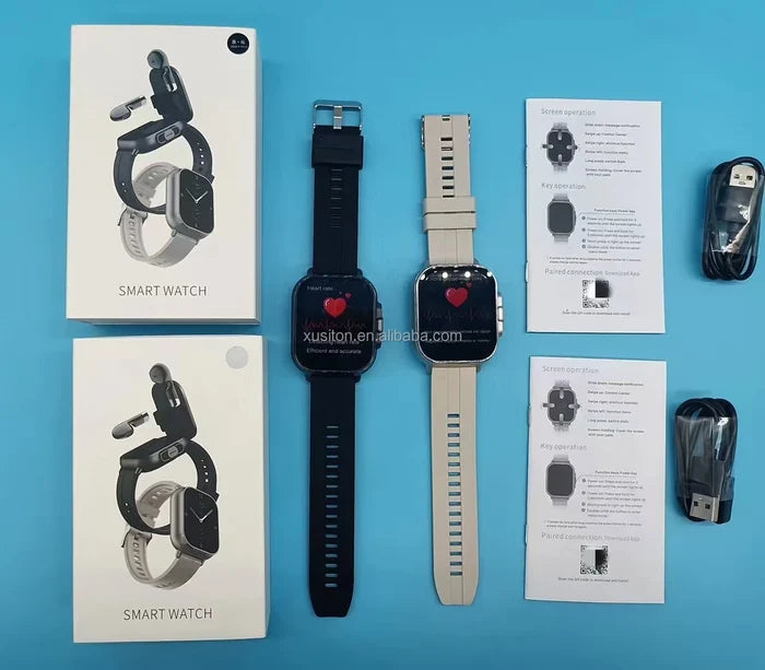 Smart Watch D8E with Earbuds & Heart Rate Monitor
