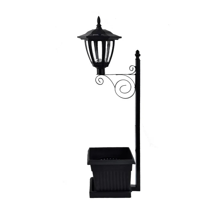Solar Resin Flower Pot Iron Art Lamp Decorative Piece Outdoor Garden