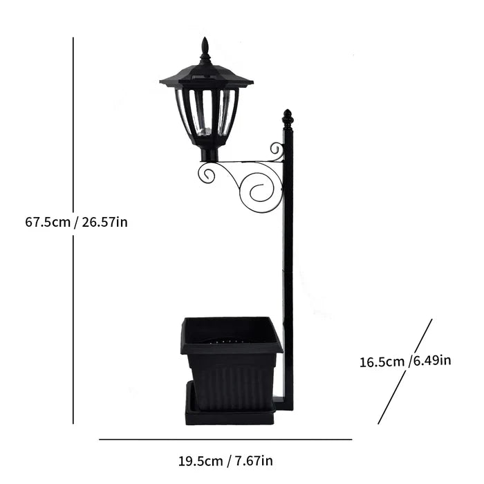 Solar Resin Flower Pot Iron Art Lamp Decorative Piece Outdoor Garden