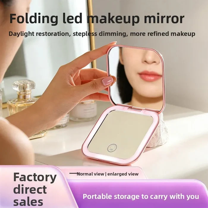 Square Portable Gift Handheld Folding Magnifying LED Light Charging