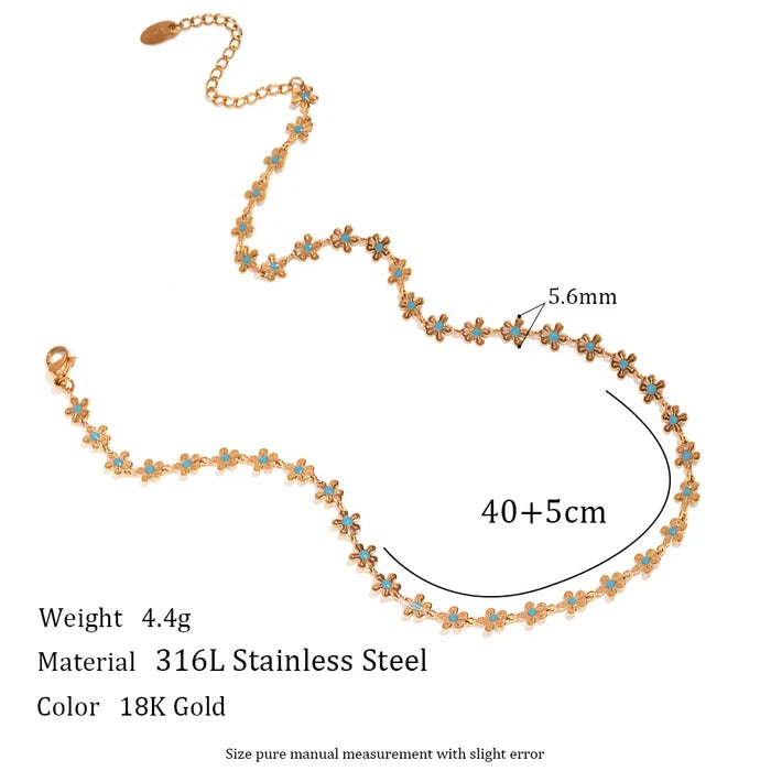 Stainless Steel Blue Gold Punk Charm Necklace