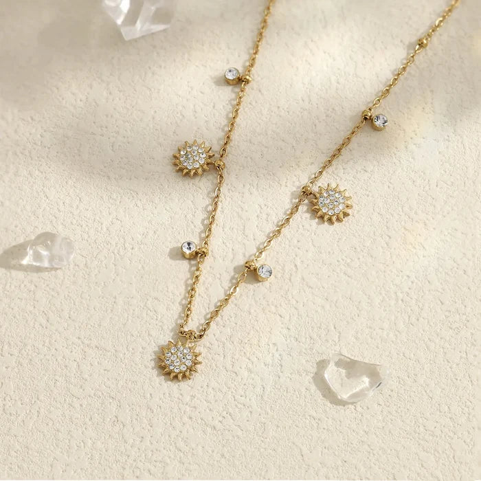 Stainless Steel Sunflower Pendant Necklace