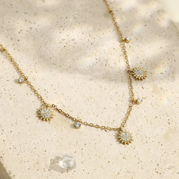 Stainless Steel Sunflower Pendant Necklace