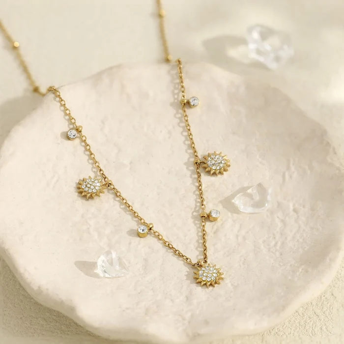 Stainless Steel Sunflower Pendant Necklace